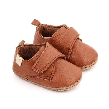 Classic Solid Velcro Baby Shoes Brown 1
