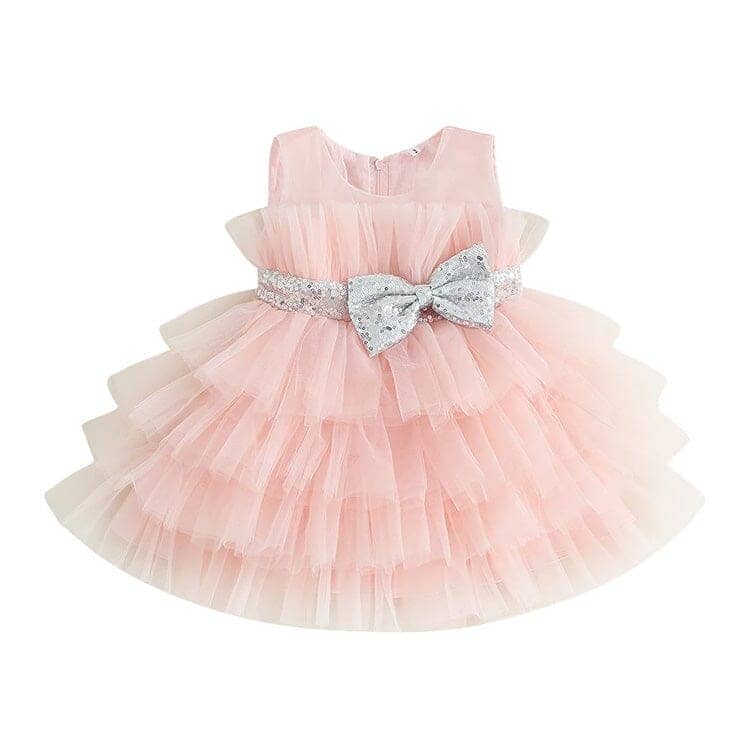 Toddler Girl Sparkly Silver Bow Tulle Dress – The Trendy Toddlers