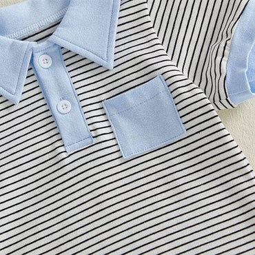 Short Sleeve Striped Collar Toddler Set