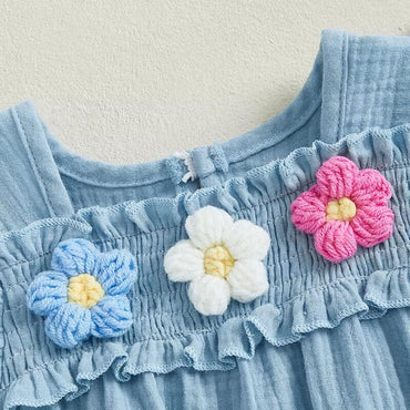 Fly Sleeve Flowers Ruffle Baby Romper