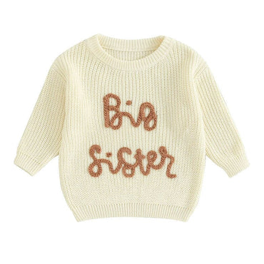 Big Sister Knitted Toddler Sweater Beige 12-18 M