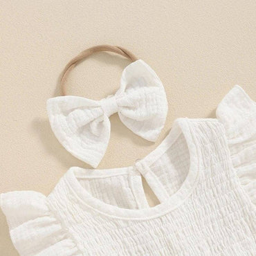 Ruffle Sleeve Solid Baby Romper
