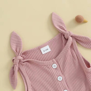 Solid Sleeveless Ribbed Toddler Romper