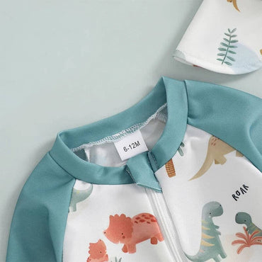 Long Sleeve Dino Toddler Swimsuit