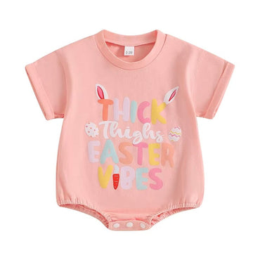 Short Sleeve Easter Vibes Baby Bodysuit Pink 0-3 M