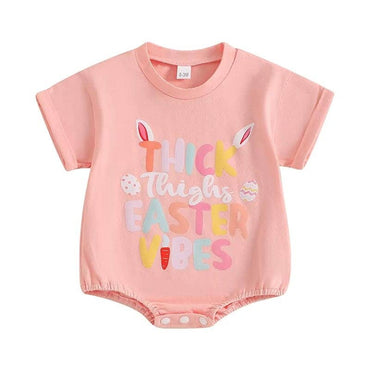Short Sleeve Easter Vibes Baby Bodysuit Pink 0-3 M