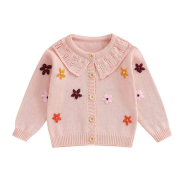Vintage Knit Floral Baby Cardigan Pink 3-6 M