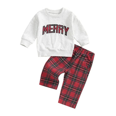 Merry Plaid Pants Toddler Set Red 9-12 M
