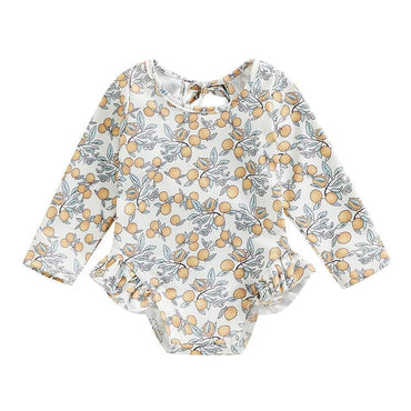 Long Sleeve Ruffled Orange Toddler Swimsuit