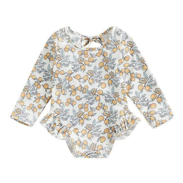 Long Sleeve Ruffled Orange Toddler Swimsuit