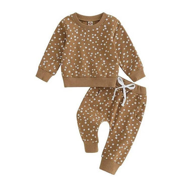 Long Sleeve Taupe Blossom Baby Set