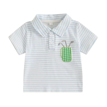 Striped Collar Golf Toddler Tee White 9-12 M