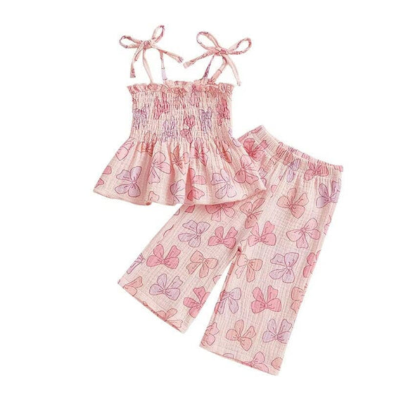 Ruffled Bows Toddler Set Pink 6-9 M