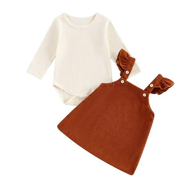 Long Sleeve Corduroy Baby Set White 0-3 M