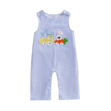 Sleeveless Bunny Train Baby Jumpsuit