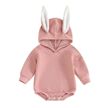 Long Sleeve Bunny Hooded Baby Bodysuit Pink 0-3 M
