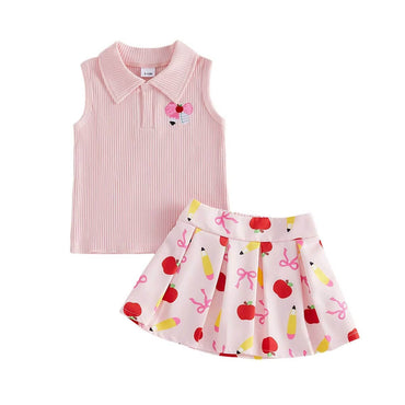 Sleeveless Back To School Skirt Toddler Set
