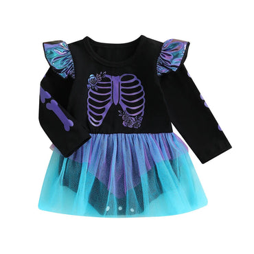 Long Sleeve Purple Skeleton Baby Romper