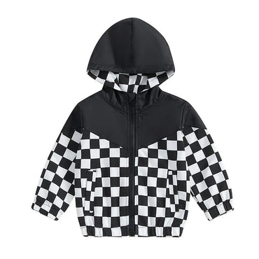 Checkered Hooded Toddler Jacket Black 9-12 M
