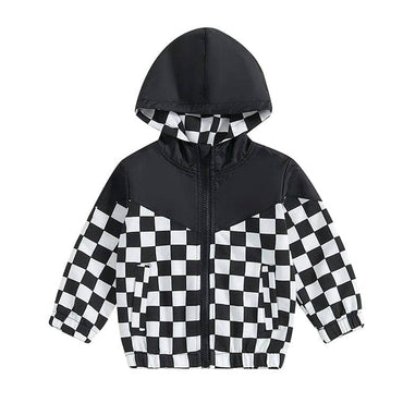 Checkered Hooded Toddler Jacket Black 9-12 M