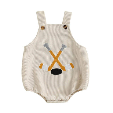 Sleeveless Corduroy Hockey Baby Romper Beige 0-3 M