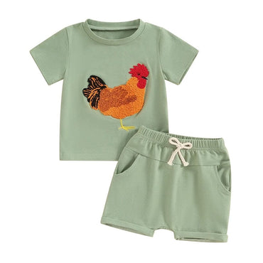 Short Sleeve Rooster Toddler Set Sets The Trendy Toddlers 