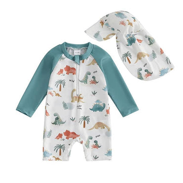Long Sleeve Dino Toddler Swimsuit