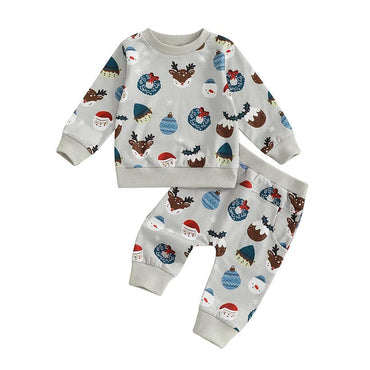 Long Sleeve Christmas Vibes Baby Set Gray 3-6 M