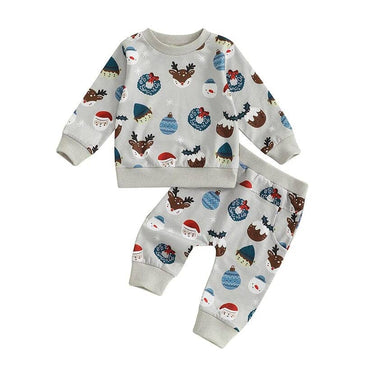 Long Sleeve Christmas Vibes Baby Set Gray 3-6 M