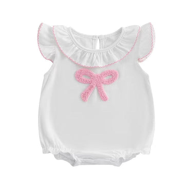 Vintage Pink Bow Baby Romper