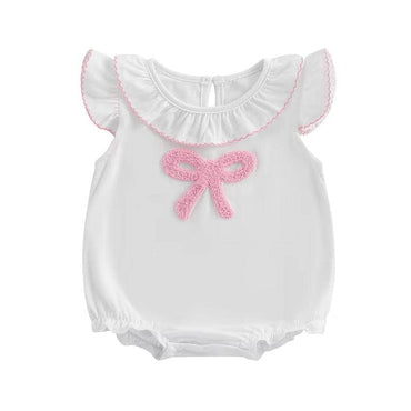 Vintage Pink Bow Baby Romper