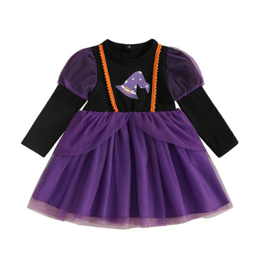 Long Sleeve Tulle Witch Toddler Dress