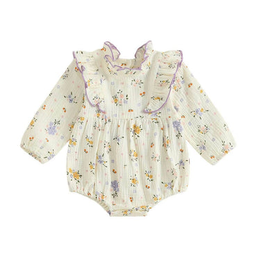 Long Sleeve Vintage Floral Baby Romper
