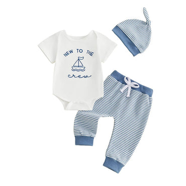 Short Sleeve New To The Crew Striped Baby Set