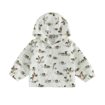 Little Hunter Zipper Toddler Jacket Jacket The Trendy Toddlers White 9-12 M