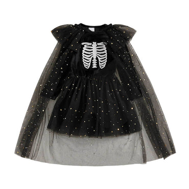 Halloween Skeleton Velvet Toddler Dress