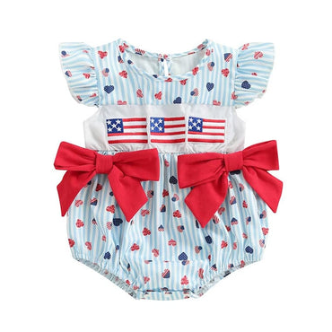 American Hearts Bows Baby Romper