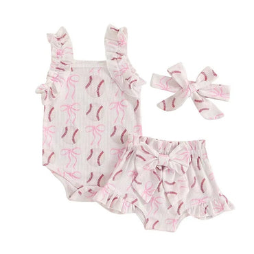 Sleeveless Baseball Bows Baby Set