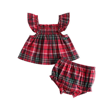 Fly Sleeve Plaid Toddler Set
