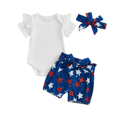 Flutter Sleeve Stars Shorts Baby Set