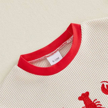 Short Sleeve Lobster Waffle Baby Romper