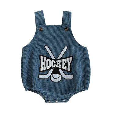 Sleeveless Corduroy Hockey Baby Romper Blue 0-3 M
