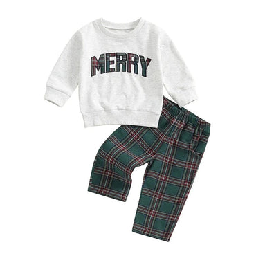 Merry Plaid Pants Toddler Set Green 12-18 M
