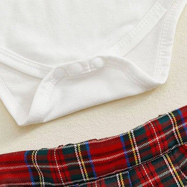 Long Sleeve Plaid Skirt Baby Set