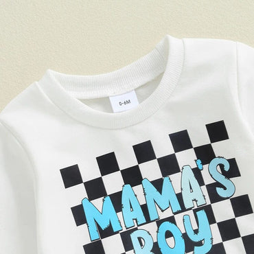 Mama's Boy Checkered Pants Baby Set