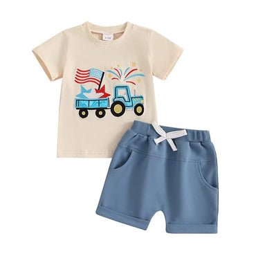 American Trucks Solid Shorts Baby Set Blue 3-6 M