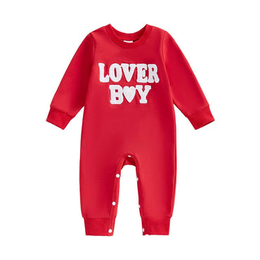 Long Sleeve Lover Boy Baby Jumpsuit Red 0-3 M