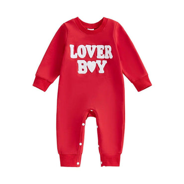 Long Sleeve Lover Boy Baby Jumpsuit Red 0-3 M