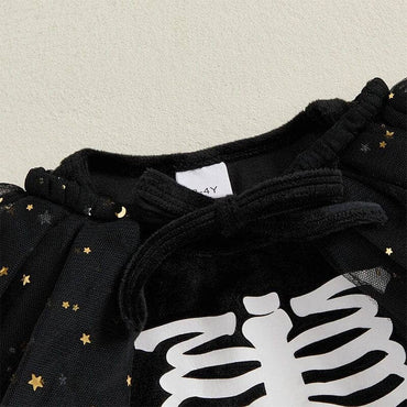 Halloween Skeleton Velvet Toddler Dress