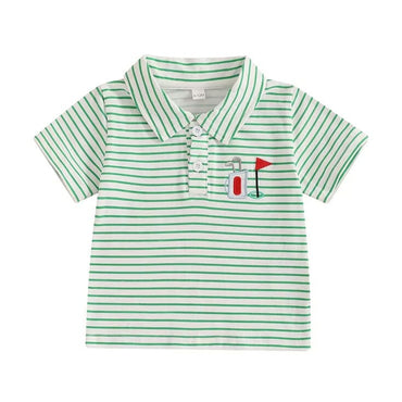 Striped Collar Golf Toddler Tee Green 9-12 M